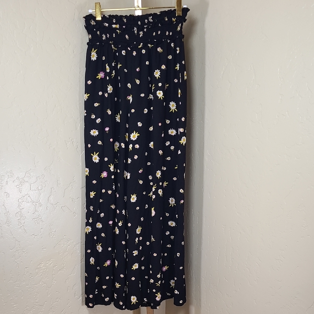 Patrons of Peace Black Floral Wide Leg Palazzo Pants Small